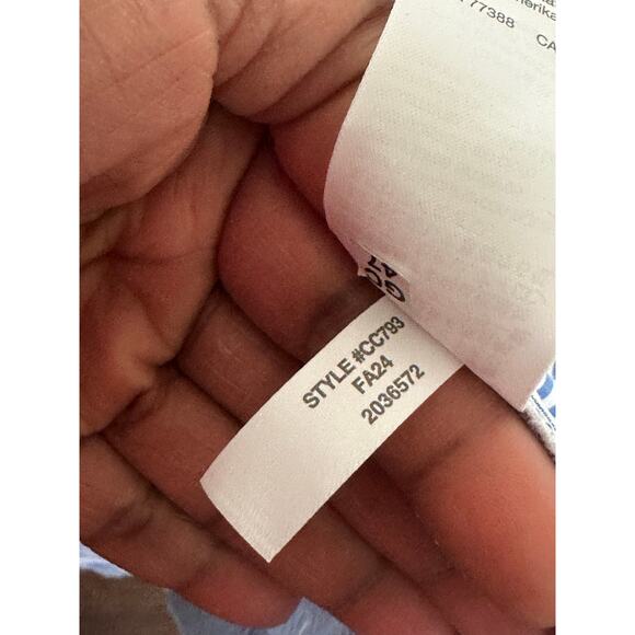 J. Crew Dress Womens Large Smocked Flutter-Sleeve Midi Blue White Womens Resort - Picture 6 of 8